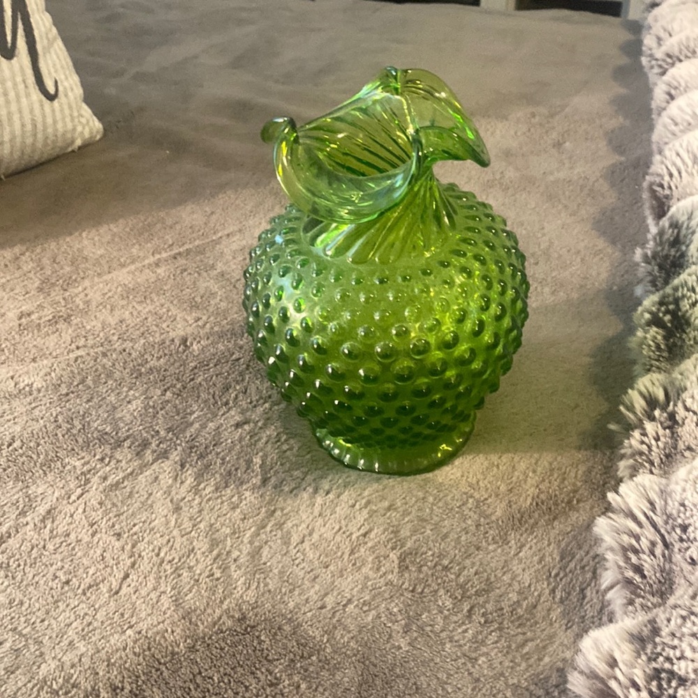 Green hobnail vase